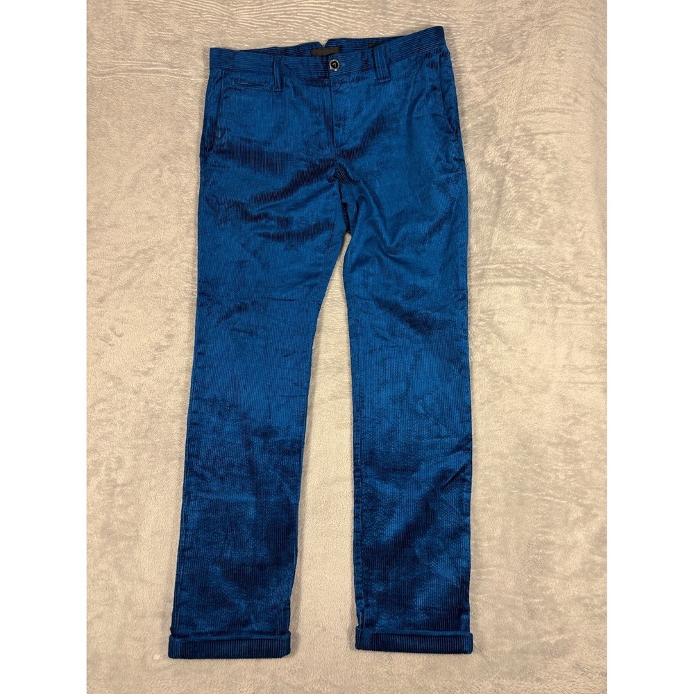 Alberto Pants Mens 31x32 Blue Chino Tapered Leg Corduroy